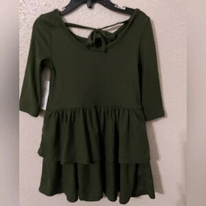 Epic Threads Olive Green Toddler & Little Girls Ribbed-Knit Tiered Ruffle Dress